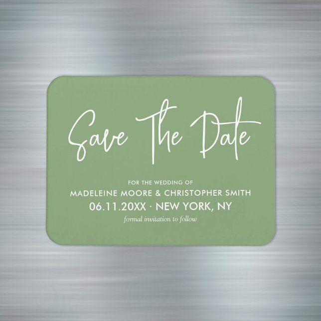 Sagegrön modern kalligrafi Spara datum Magnet (Sage Green Modern Calligraphy Save The Date Magnet
)