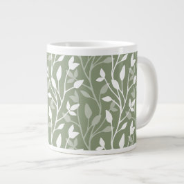 Sagegrön Modern Minimalistisk Löv Silhuetter Jumbo Mugg