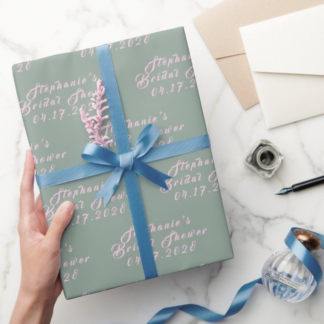 Sagegrön modern mönsterbrud bröllopsfest  presentpapper (Gifting)