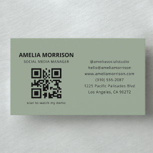 Sagegrön Modern QR-kod Minimalistisk Professionell Visitkort