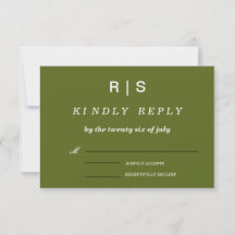 Sagegrön Monogram Bröllops RSVP-kort