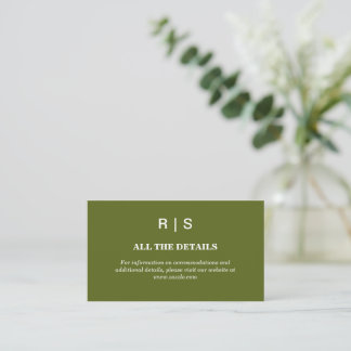 Sagegrön monogram bröllopsföljekort tilläggskort