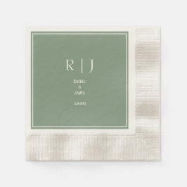 Sagegrön monograminitial modern trendig bröllopsde pappersservett