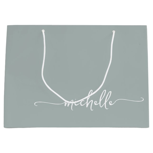 Sagegrön monogramnamn skript kalligrafi (Framsidan)