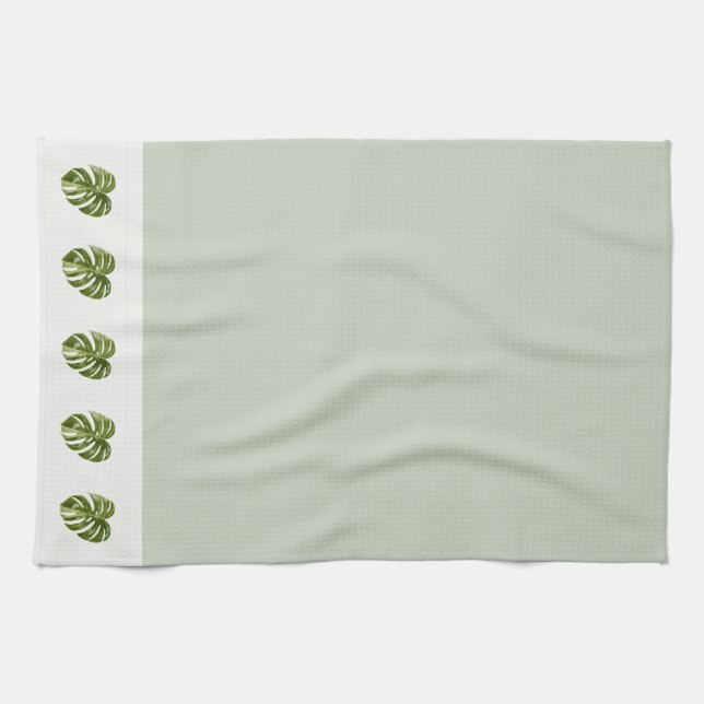 Sagegrön Monstera Botanisk Dekoration Minimalistis Kökshandduk (Horisontell)
