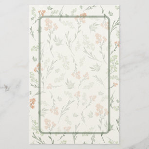 Sagegrön och Aprikos Vildblomma Akvarell Brevpapper