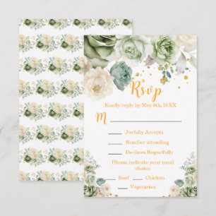 Sagegrön och Crème Blommig Sweet Sixteen OSA Kort