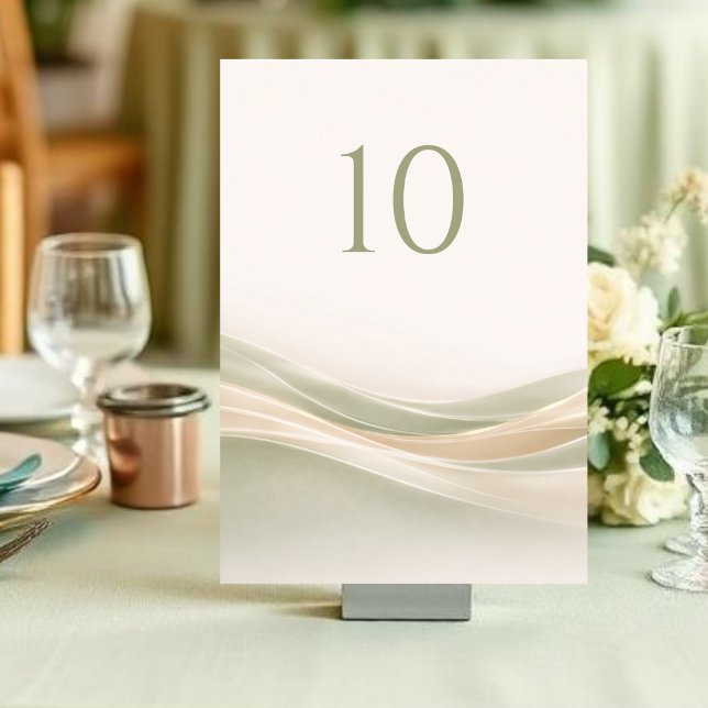 Sagegrön och Elfenbensvit Bröllops Bordnummer Bordsnummer (Sage Green and Ivory Wedding Table Number)