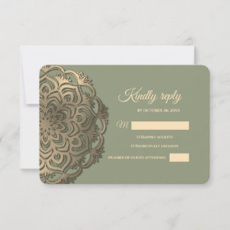 Sagegrön och guld RSVP med eleganta jordnära toner OSA Kort