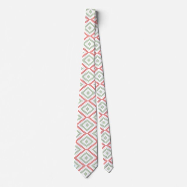 Sagegrön och korall Aztec geometrisk mönster Slips (Framsida)