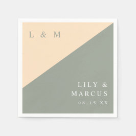 Sagegrön och kräm Elegant Monogram Bröllop Pappersservett