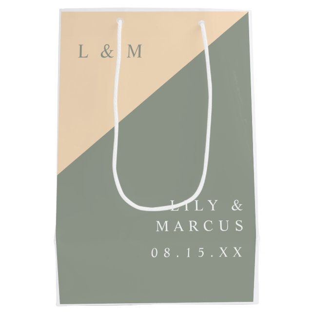 Sagegrön och krämfärgad monogram minimalistisk brö (Baksidan)