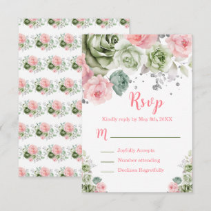 Sagegrön och rosa blommig Sweet Sixteen OSA Kort