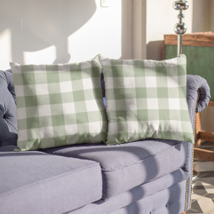 Sagegrön och vit gingham-karotröja kudde