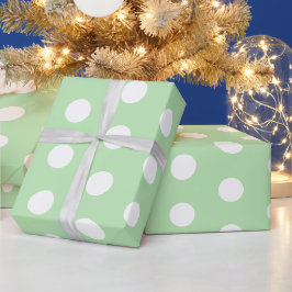 Sagegrön och vit prickmönster presentpapper