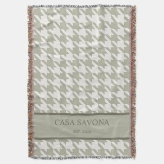Sagegrön + Oliv Houndstooth Personlig Filt