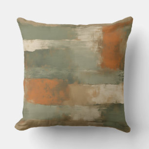 Sagegrön Oliv Orange Beige Abstrakt Kudde