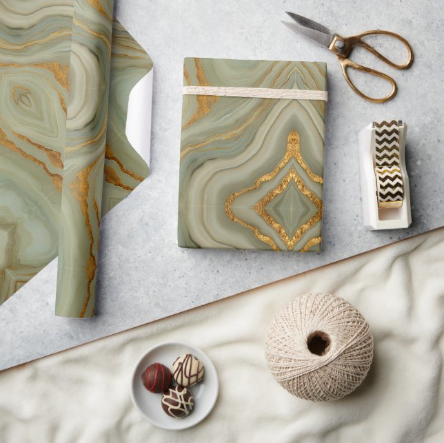 Sagegrön onyx med guld  presentpapper (Hantverk)