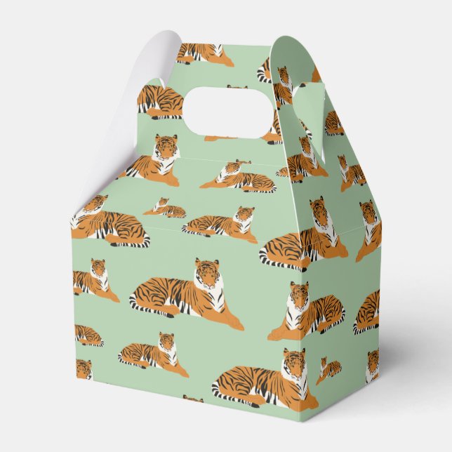 Sagegrön Orange Djungel Tiger Djurmönster   Presentaskar (Framsidan Sidan)