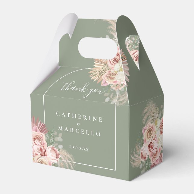 Sagegrön Pampasgräs Blommig Båge Bröllop  Presentaskar (Framsidan Sidan)