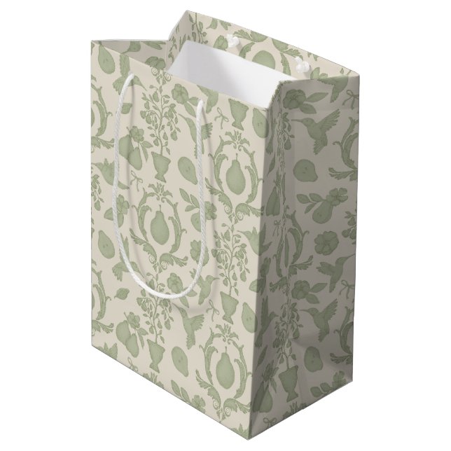 Sagegrön perfekt päron bröllopsdusch presentbag (Baksidan Vinklad)