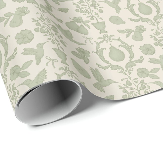Sagegrön perfekt päron Fransk lanthestil bröllop Presentpapper (Rullad Hörn)