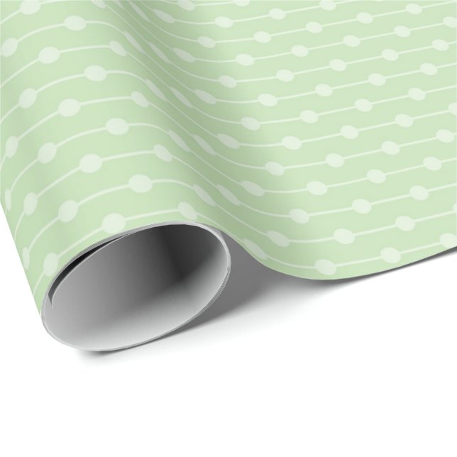 Sagegrön prickad linjemönster för baby shower, presentpapper (Rullad Hörn)