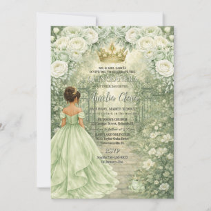 Sagegrön prinsessa & groda sagolik Quinceañera Inbjudningar