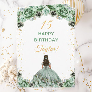 Sagegrön Prinsessfloraltik Födelsedag Kort