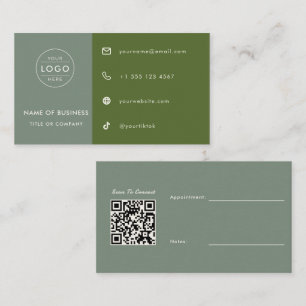 Sagegrön QR-kod Anpassad Tidsbeställning Estetiker Visitkort