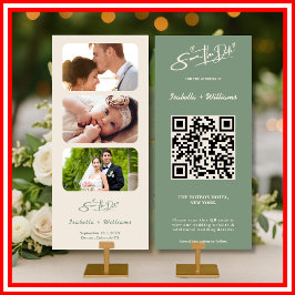 Sagegrön QR-kod för foto | Modernt "Save the Date"