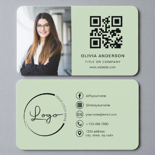 Sagegrön QR-kod Foto Visitkort