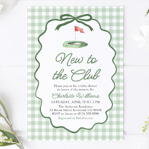 Sagegrön Ram Golf Ny på Klubben Baby Shower Inbjudningar