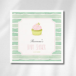 Sagegrön rand Matcha Cupcake Baby Shower-fest Pappersservett