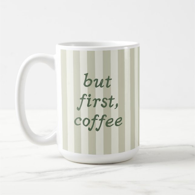 Sagegrön rand trendig mysig minimalistisk tekopp kaffemugg (Vänster)