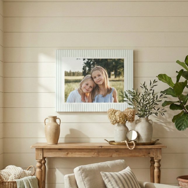 Sagegrön randig familjefoto-sak canvastryck (Skapare uppladdad)