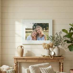 Sagegrön randig familjefoto-sak canvastryck