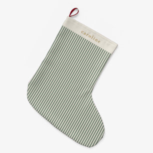 Sagegrön randig personlig namnstocking stor julstrumpa