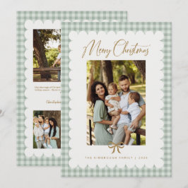 Sagegrön Retro Fjällig Rutig Julfotografi Julkort