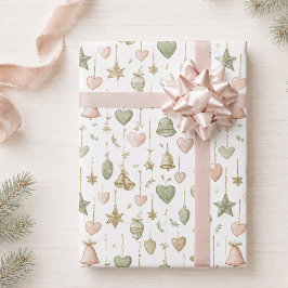 Sagegrön rosa julfirande mönster presentpapper
