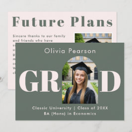 Sagegrön & Rosa Modern Valvbåge Foto Examen Meddelande