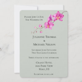 Sagegrön rosa orkidé blomsterbröllop inbjudningar