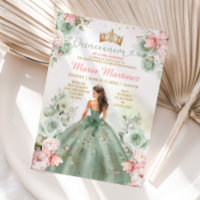 Sagegrön Rosa Persika Prinsessa Blommig Quinceañer