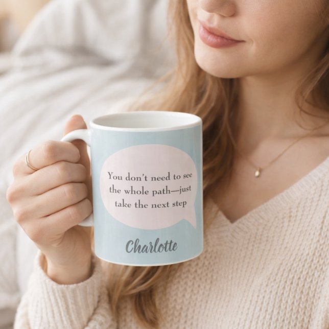 Sagegrön rosafärgad inspirerande mål-citat kaffemugg (Skapare uppladdad)