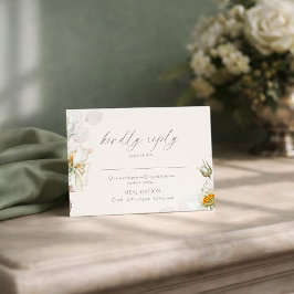 Sagegrön RSVP-kort med måltidval Tilläggskort