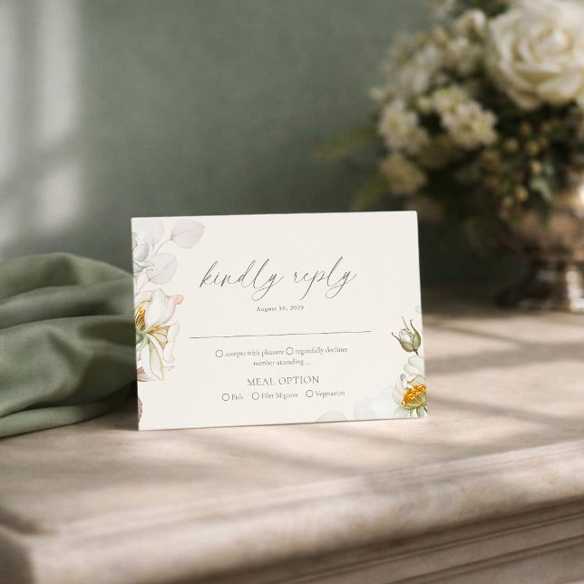 Sagegrön RSVP-kort med måltidval Tilläggskort (Skapare uppladdad)