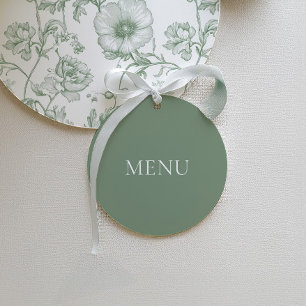 Sagegrön Rund Bröllopsmeny Minimalistisk Gåvor Etiketter