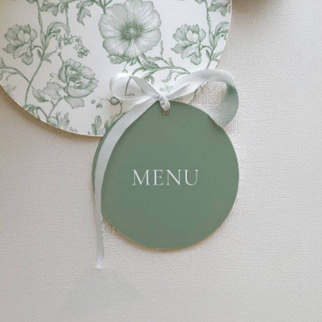 Sagegrön Rund Bröllopsmeny Minimalistisk Gåvor Etiketter (Skapare uppladdad)