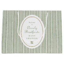 Sagegrön Rutig Båge Baby Shower Välkomstpresent