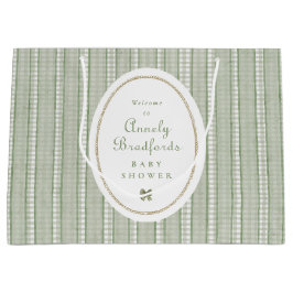 Sagegrön Rutig Båge Baby Shower Välkomstpresent